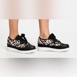 Donald Pliner platform sneakers. Genuine leather & leopard-print calf hair. Sz 6